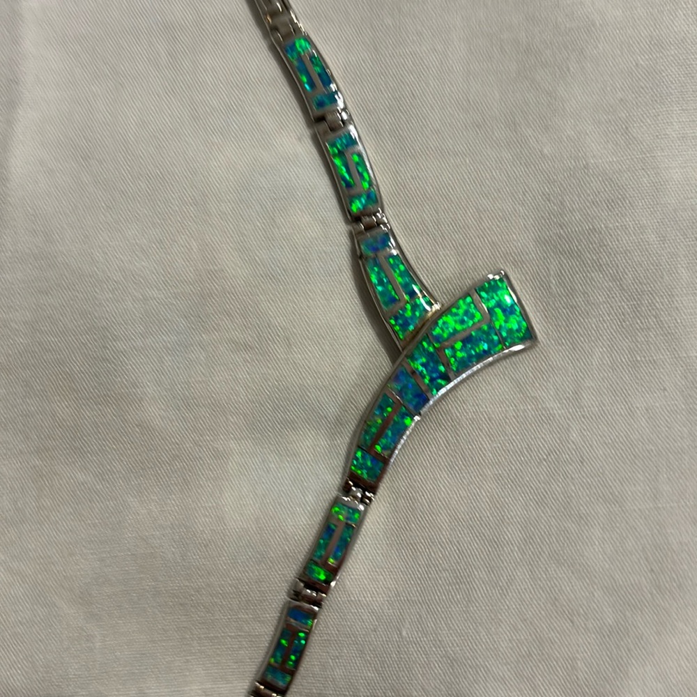 Sterling silver, opal necklace.